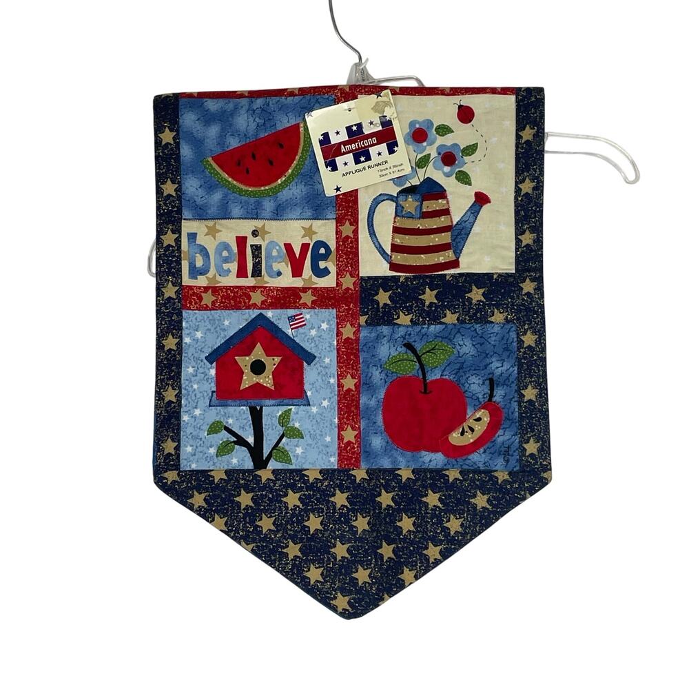 Americana Applique Runner Quilted 13X36 inches Retri Americana USA